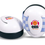 Ems for Kids Baby Earmuffs - White with Blue/White Headband