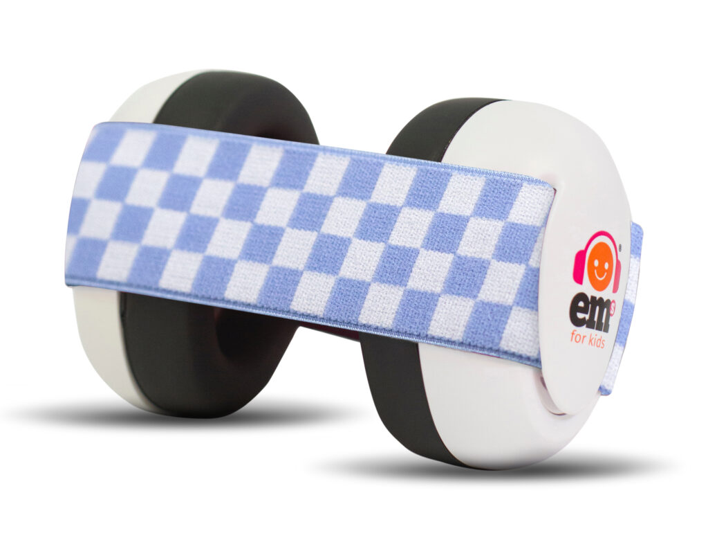 BABY Earmuffs Blue/White on White Ems for Kids Earmuffs