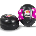 Ems for Kids Baby Earmuffs - Black with Pink/White Headband