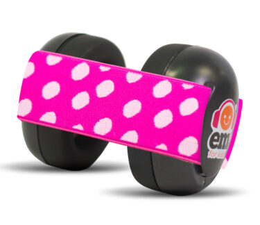 Ems for Kids Baby Earmuffs - Black with Pink/White Headband