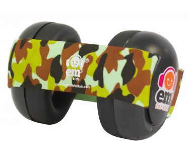 Ems for Kids Baby Earmuffs - Black with Camo Headband