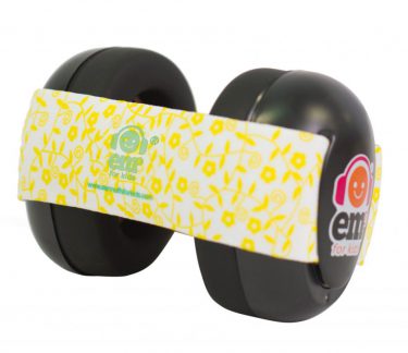 Ems for Kids Baby Earmuffs - Black with Lemon Floral Headband