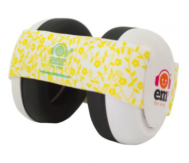 Ems for Kids Baby Earmuffs - White with Lemon Floral Headband