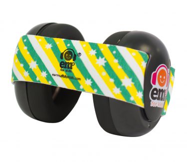 Ems for Kids Baby Earmuffs - Black with Green n Gold